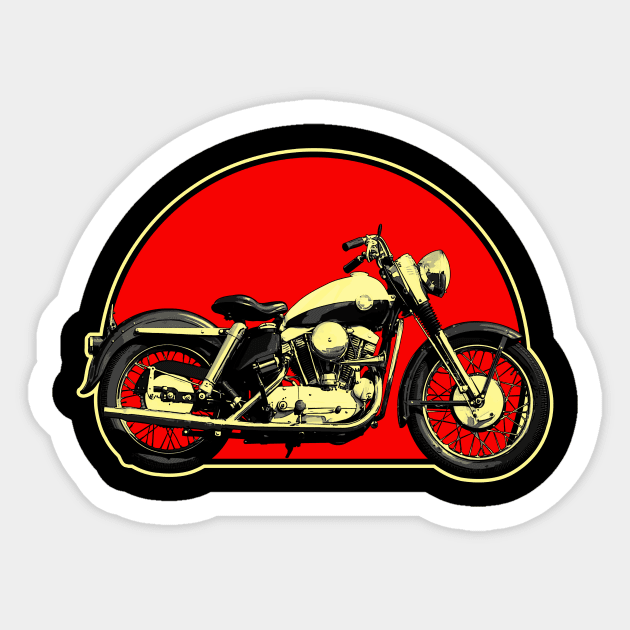 1957 Harley-Davidson Sportster Retro Red Circle Motorcycle Sticker by Skye Bahringer